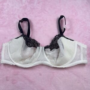 Victoria's Secret Dream Angels Wicked Ivory Black Lace Balconette Bra 34D New